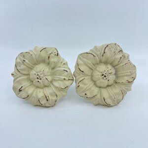 vintage anthropologie distressed cream cast iron curtain tiebacks set of 2